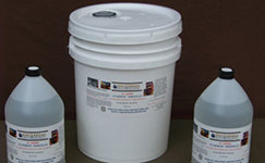 Pail and Bottles of Flame Retardant